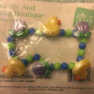 EASTER - 1990s RUSS Duck & Tulip Beaded Bracelet